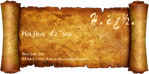 Hajka Éva névjegykártya